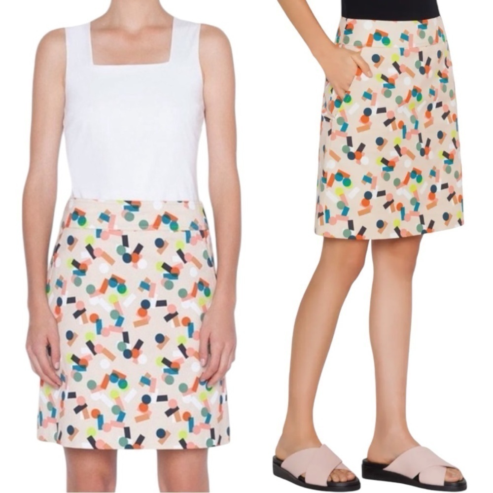 Akris Punto Multicolor Geometric Cotton Mini Skirt Size 12 (EU 42)